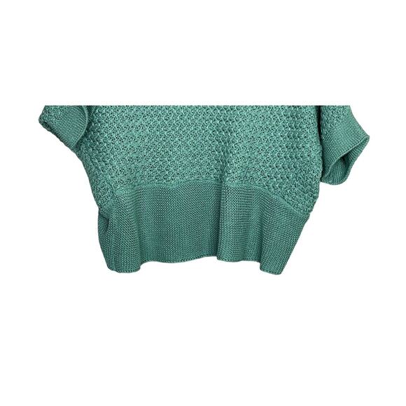 ZARA Slouchy Short Sleeves Knit Cotton Short Cardigan Sweater Open Front M Teal - Picture 9 of 14
